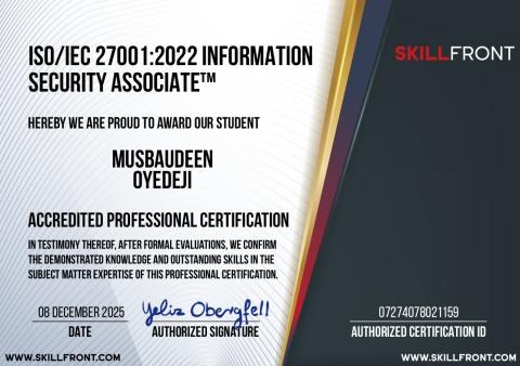 ISO/IEC 27001 Information Security Associate certificate