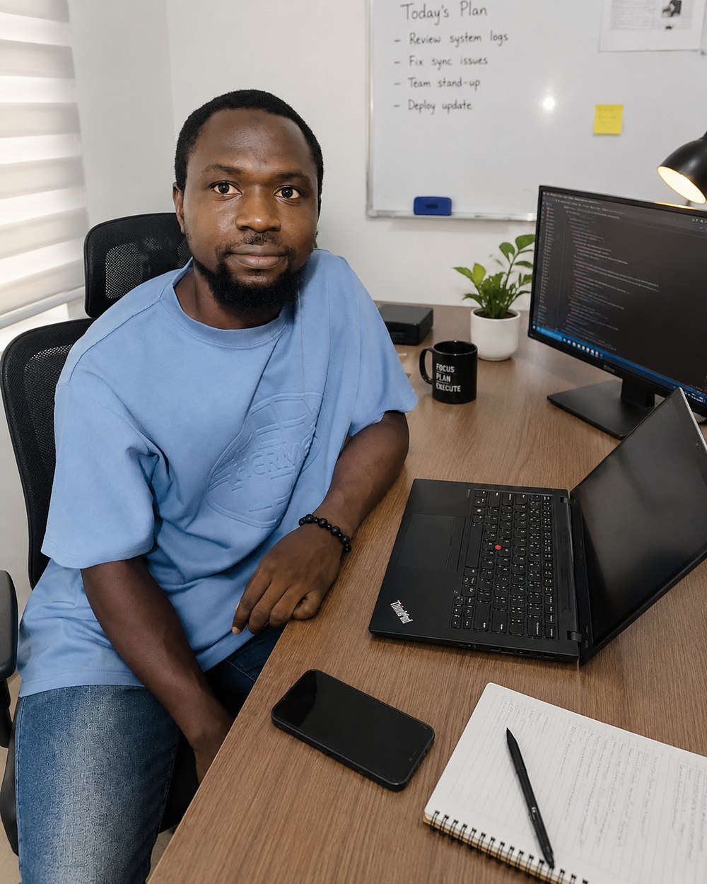 Musbaudeen Oyedeji at his desk